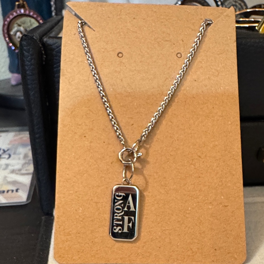 Silver 'Strong AF' Pendant Bracelet